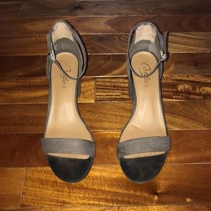 Candies Grey Suede Block Heels